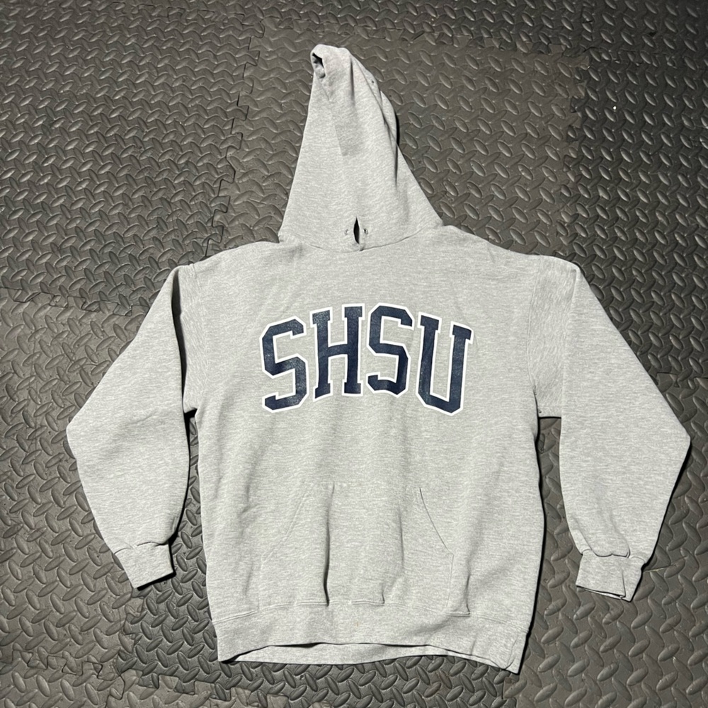 Gray and Blue SHSU Hooded Sweater